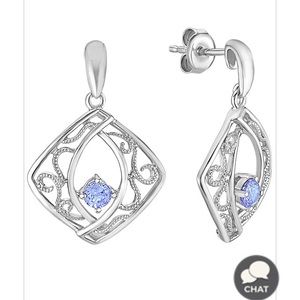 Shane Co. Sapphire and sterling silver earrings